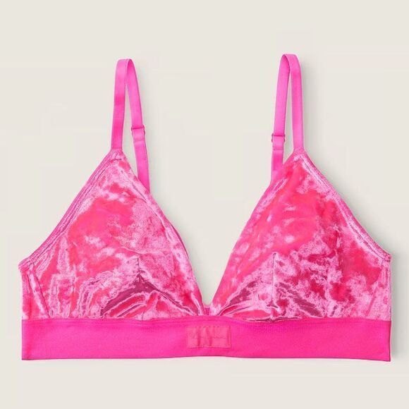 Victorias Secret Pink Lightly Lined Removable Padding Velvet bralette bra Pink S - Picture 6 of 8